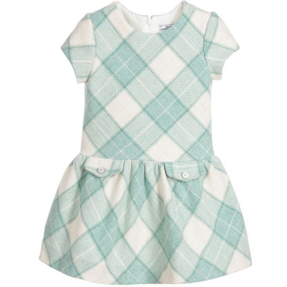 Wool plaid dress with sparkly silver woven throughout